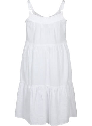 Enkel axelbandsklänning i bomull, Bright White, Packshot image number 1