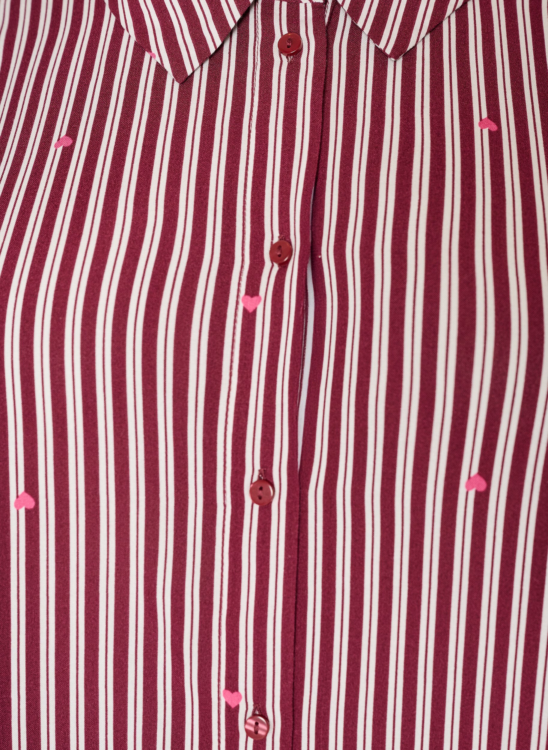 ZizziNattlinne med r&auml;nder och hj&auml;rtan, M&ouml;rk Bordeaux, Packshot image number 2