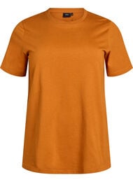 Enkel t-shirt i bomull med rund halsringning, Orange
