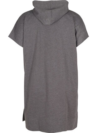 Lång sweatshirt med korta ärmar, Dark Grey Melange, Packshot image number 1