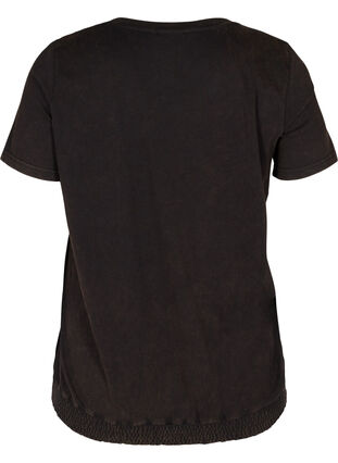 T-shirt i ekologisk bomull med smock i nederkant, Black, Packshot image number 1