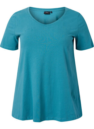 Enfärgad t-shirt i bomull, Brittany Blue, Packshot image number 0