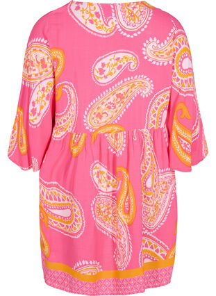 Mönstrad tunika med 3/4-ärmar, Pink Paisley, Packshot image number 1