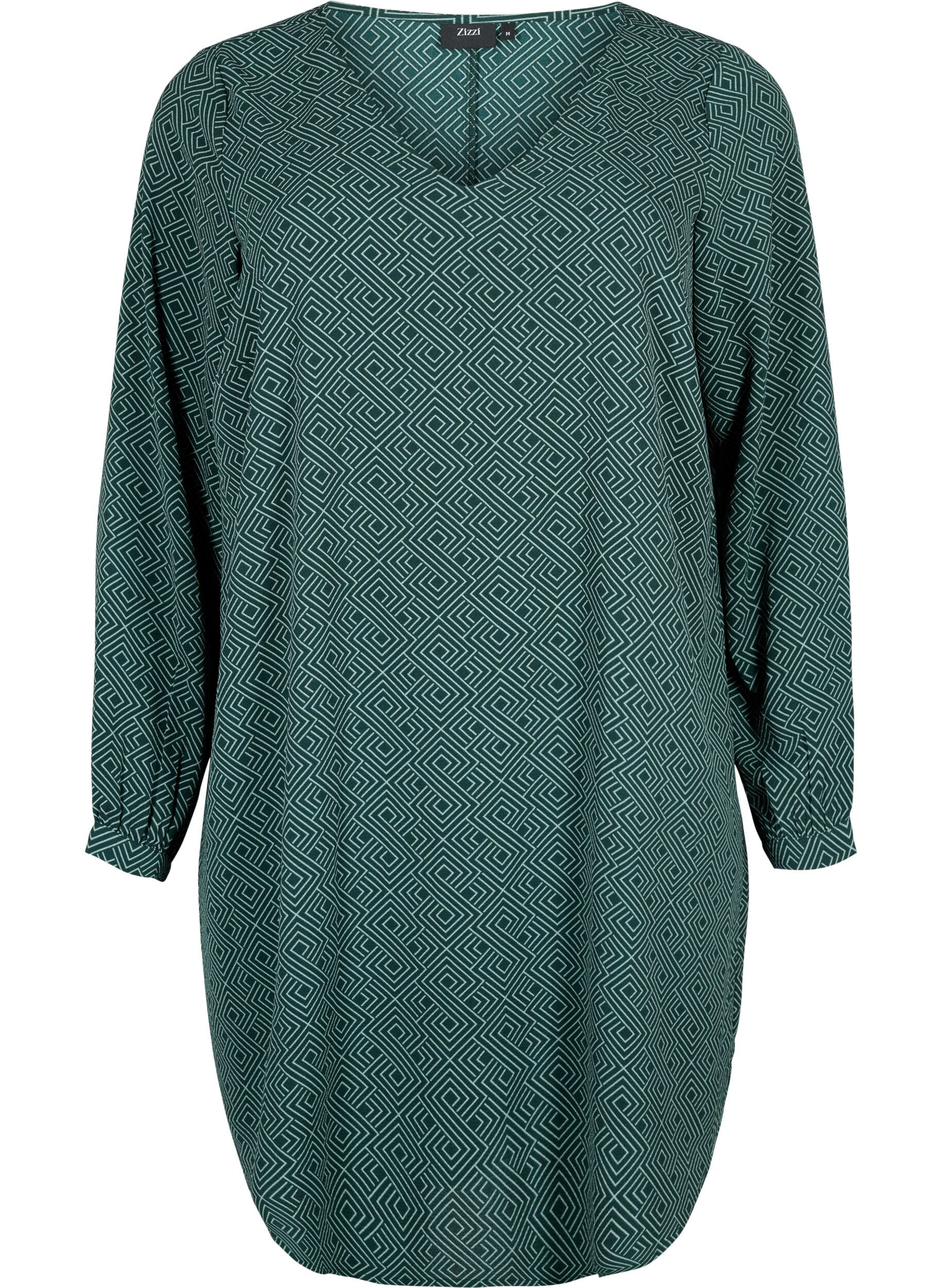 ZizziKl&auml;nning med V-ringning och tryck, Scarab Graphic AOP, Packshot image number 0