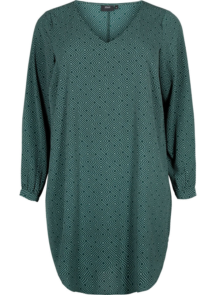 Klänning med V-ringning och tryck, Scarab Graphic AOP, Packshot image number 0