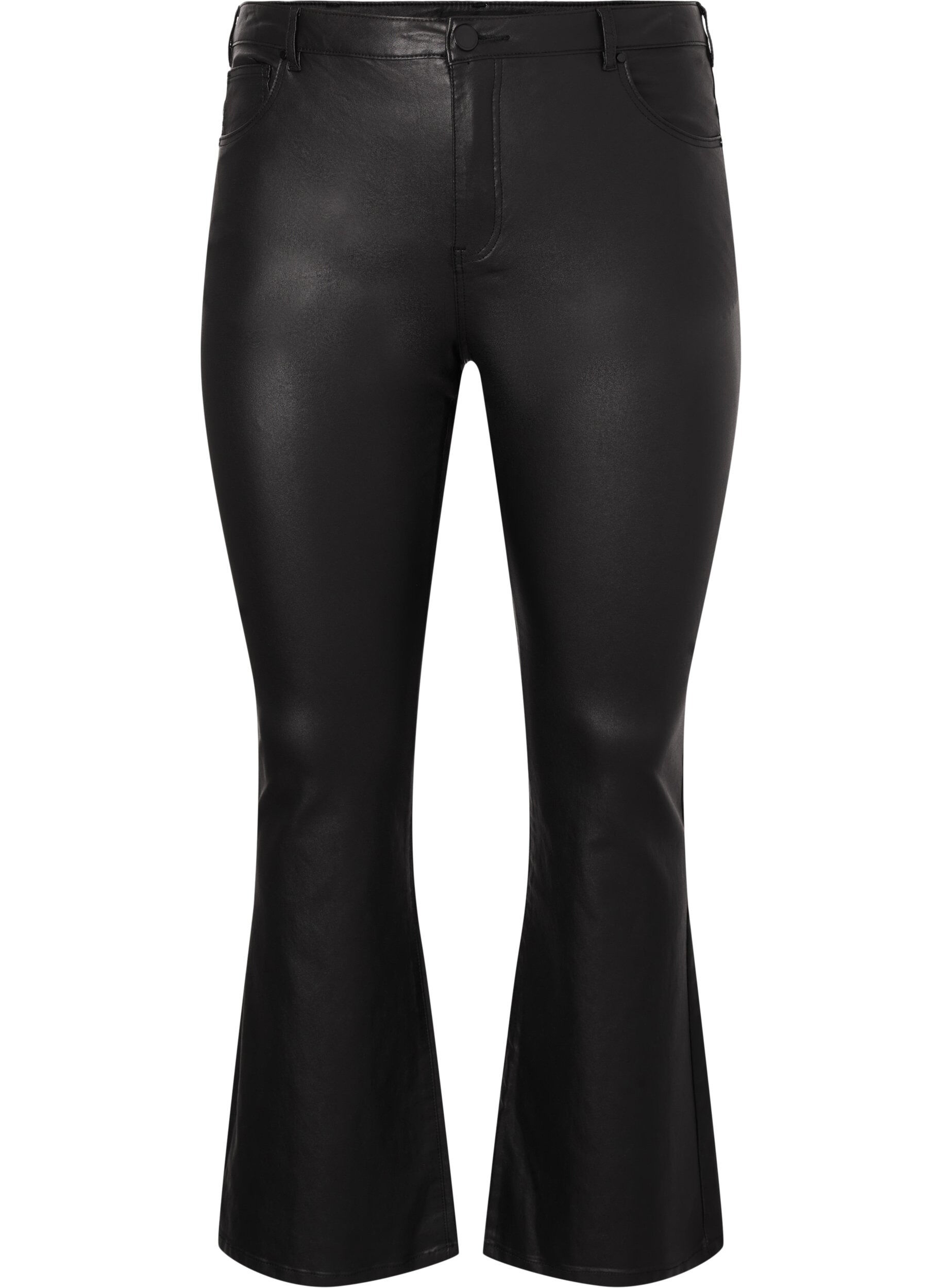 Zizzi Coated Ellen-jeans med bootcut, Black, Packshot image number 0