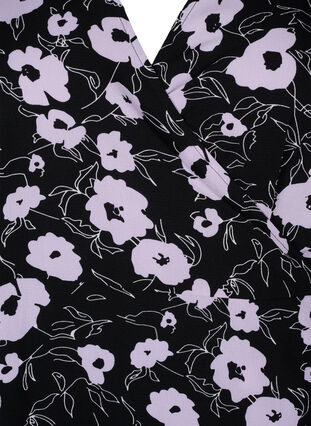 Blommig omlottklänning med korta ärmar, Black Flower AOP, Packshot image number 2