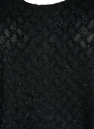 Mönstrad blus med trekvartsärm och glitter, Black, Packshot image number 2