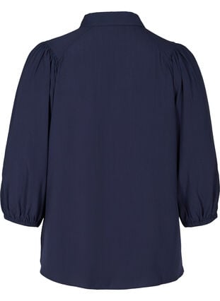 Skjorta i viskos med 3/4 puffärmar, Navy Blazer, Packshot image number 1