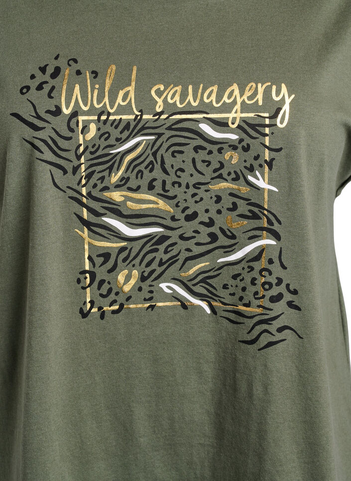 T-shirt med djurprint och text, Thyme W. Wild, Packshot image number 2