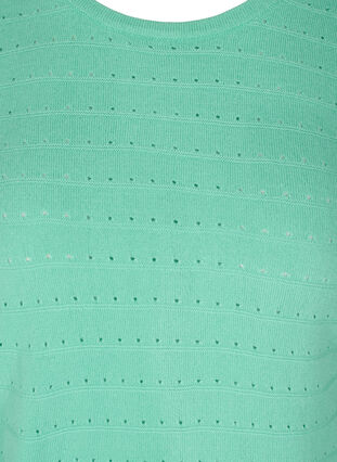 Stickad tröja med strukturerat mönster och rund hals, Dusty Jade Green, Packshot image number 2