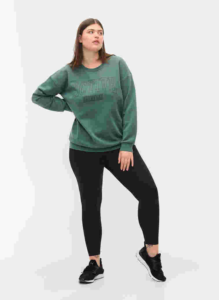 Sweatshirt med sportigt tryck, Dark Forest, Model image number 2