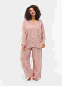 Pyjamasbyxor i bomull med blommönster, Powder Pink, Model