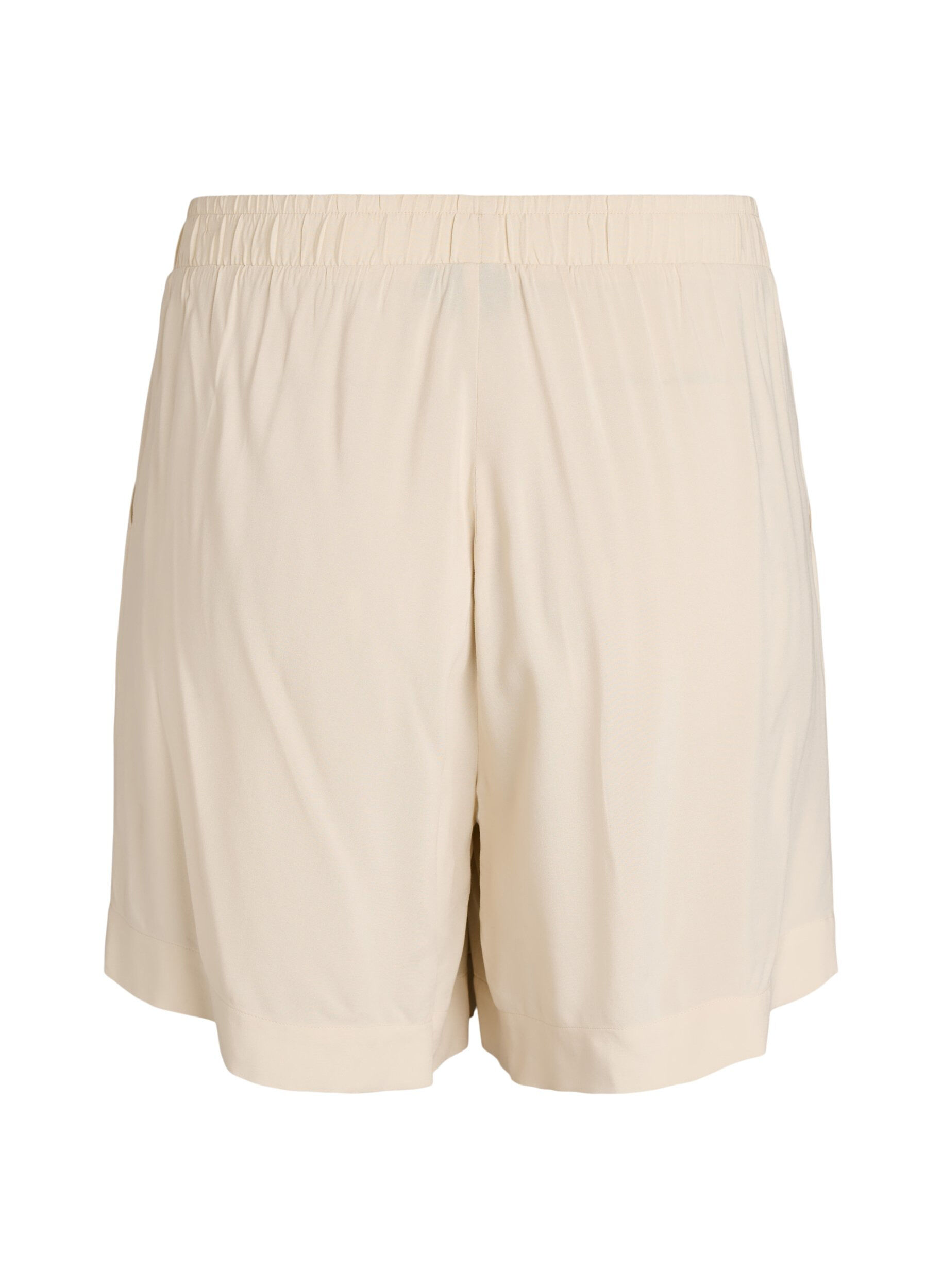 Zizzi L&ouml;sa pyjamasshorts i viskos med h&ouml;g midja, Beige, Packshot image number 1