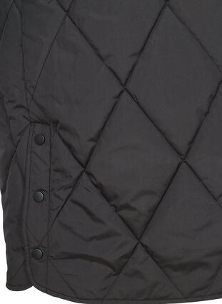 Lång quiltad jacka med hög krage och fickor, Black, Packshot image number 3