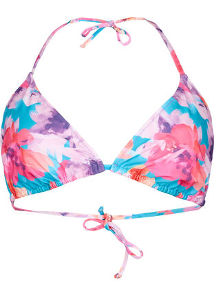 Triangel-bikinibehå med tryck, Pink Flower, Packshot image number 0