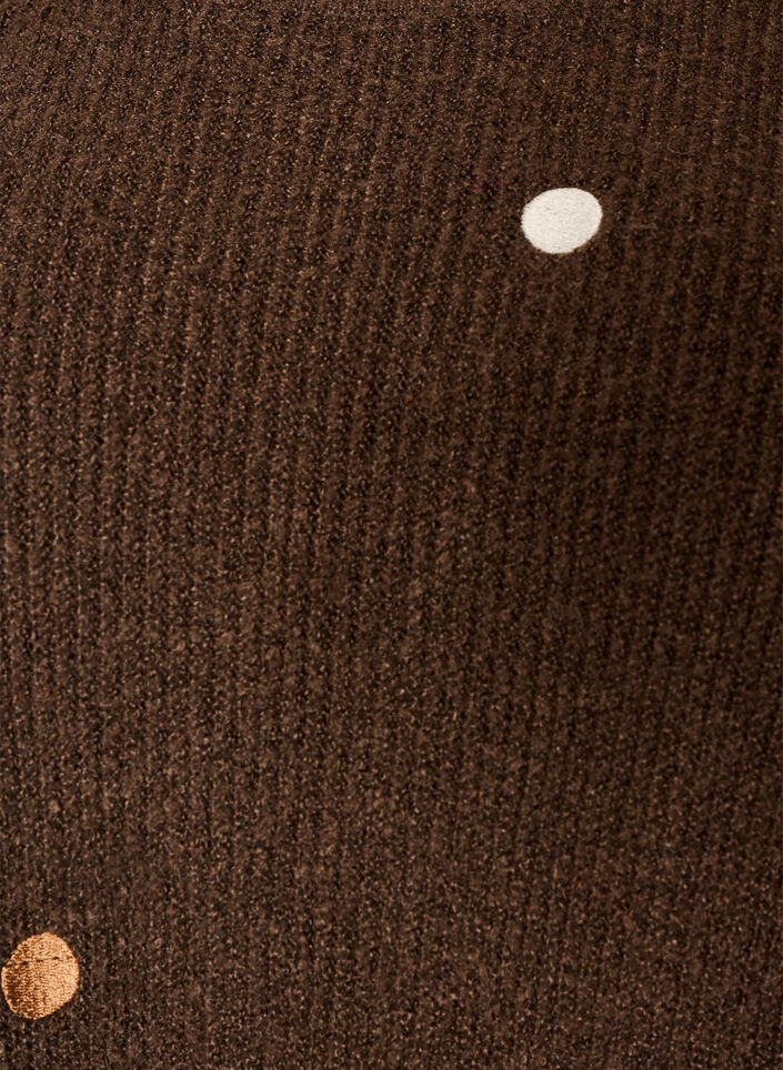 Stickad blus med sm&aring; broderade motiv, Brun, Packshot image number 2