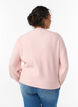 Ribbstickad kofta med knappar, Rosa, Model image number 2