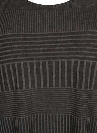 Klänning med trekvartsärm och randigt mönster, Dark Grey Mélange, Packshot image number 2