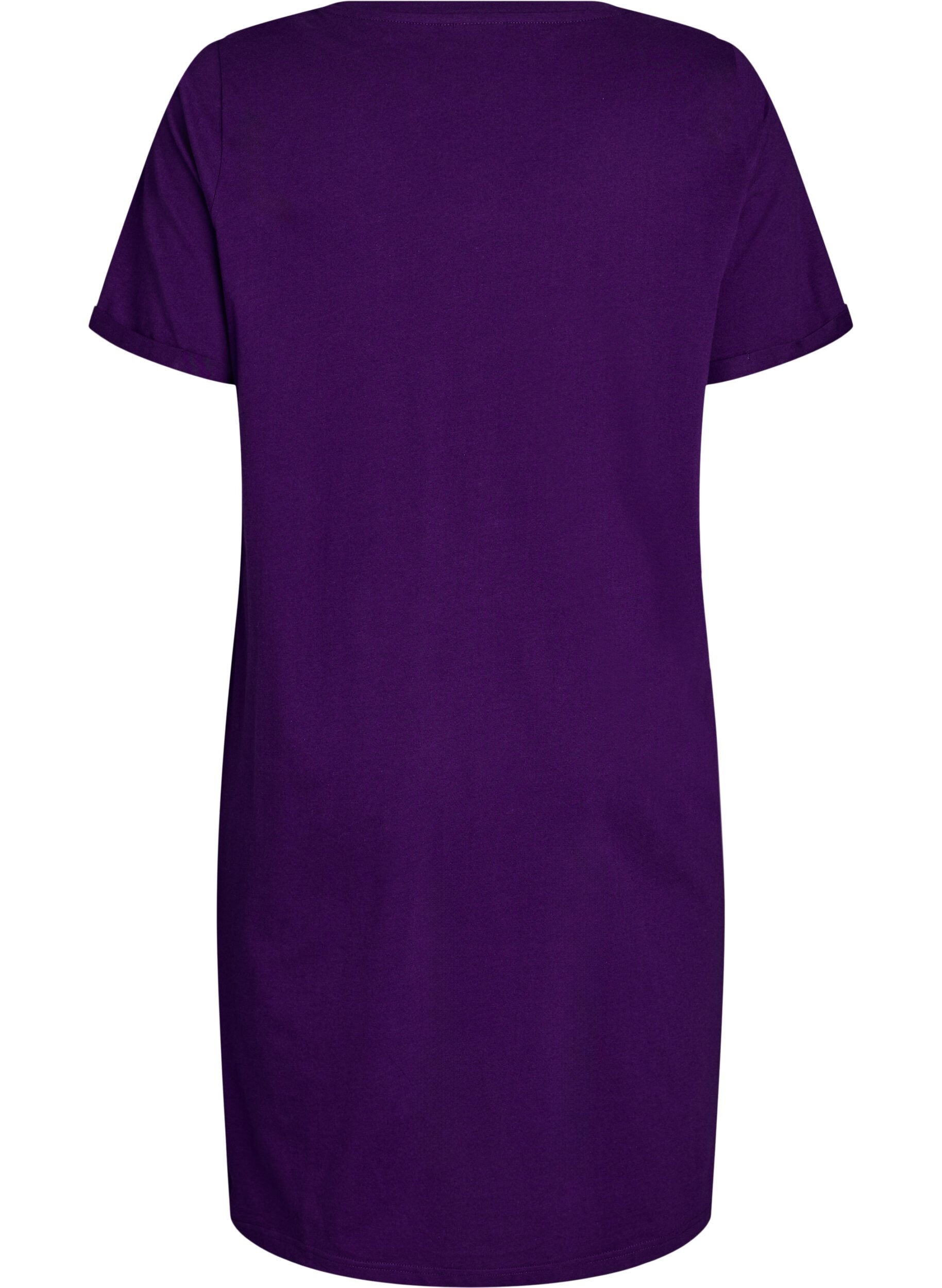 ZizziKort&auml;rmat nattlinne i ekologisk bomull, Bl&aring;, Packshot image number 1