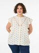 &Auml;rml&ouml;s blus med virkad kant och volangdetalj, Beige, Model image number 0