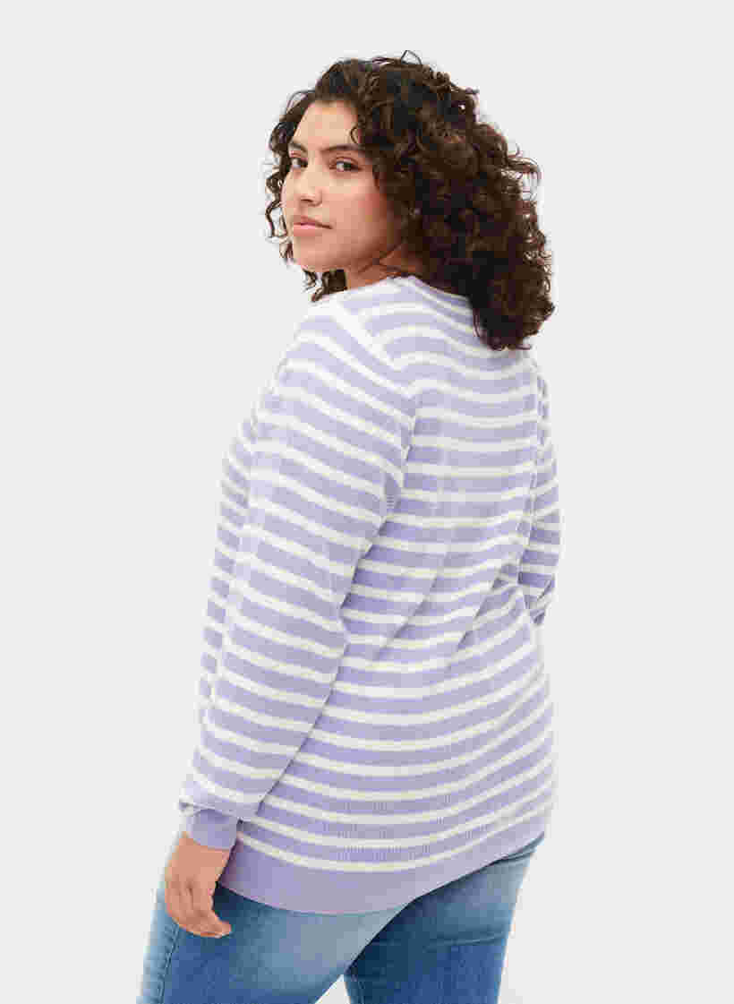Randig ribbstickad tröja, Lavender Comb., Model image number 1