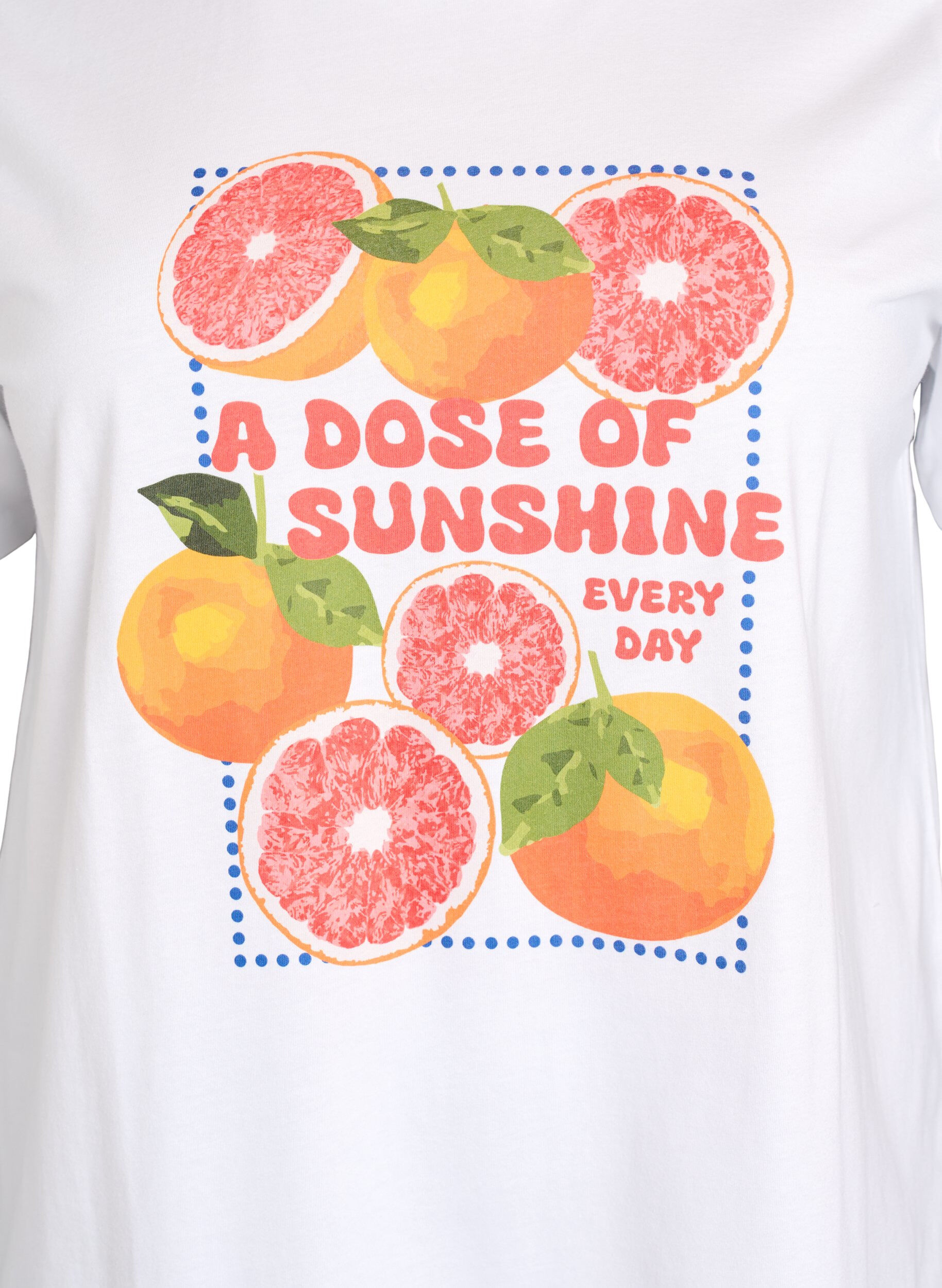 ZizziT-shirt i ekologisk bomull med citrusmotiv, Vit, Packshot image number 2