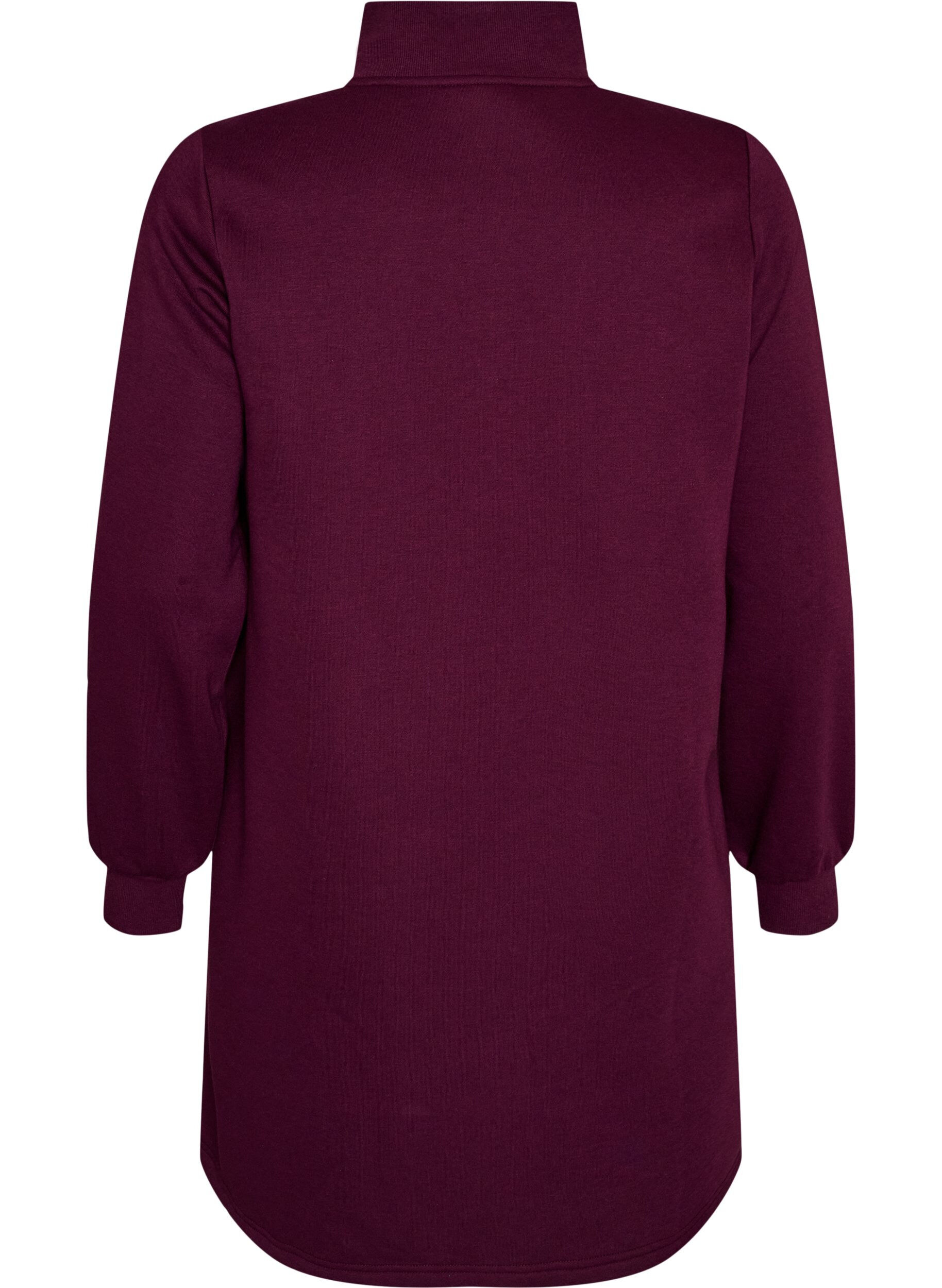 ZizziSweatshirtkl&auml;nning med h&ouml;g ribbad krage och dragkedja, Lila, Packshot image number 1