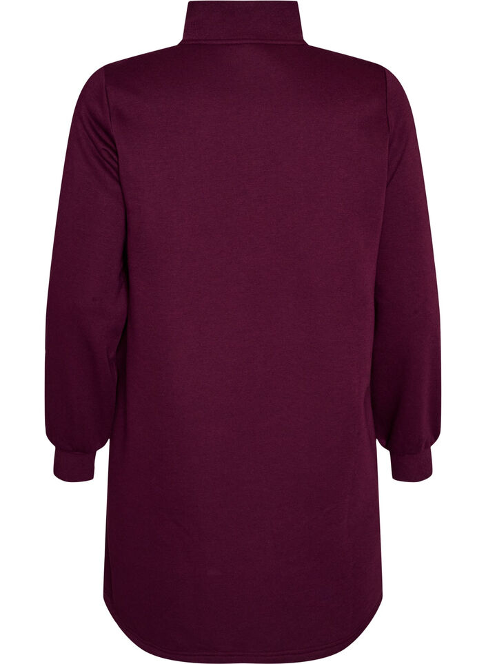 Sweatshirtkl&auml;nning med h&ouml;g ribbad krage och dragkedja, Lila, Packshot image number 1
