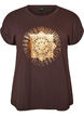 T-shirt med dekorativt tryck framtill, Brun, Packshot image number 0