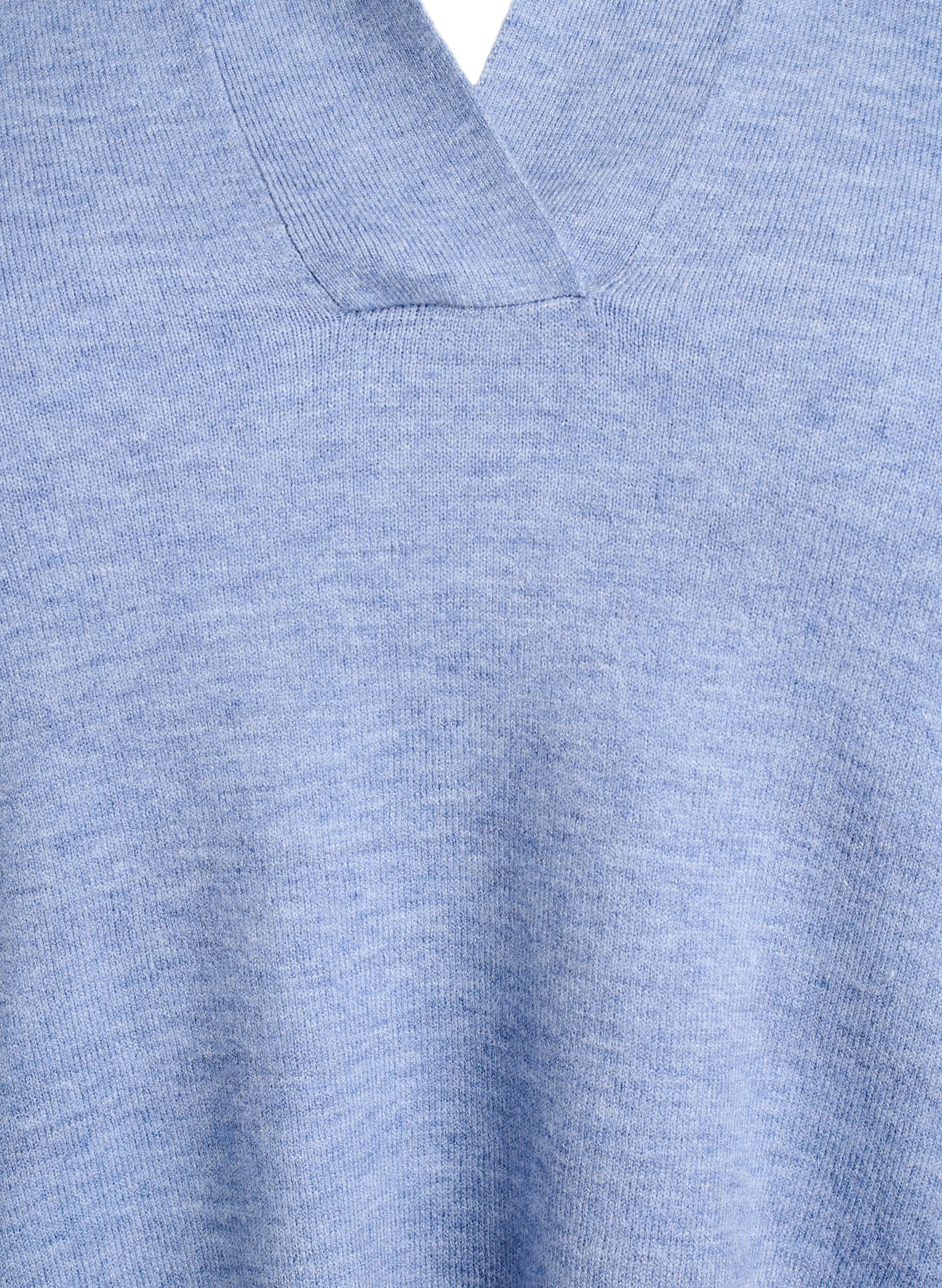 Zizzi Stickad blus med krage och kort &auml;rm, Bl&aring;, Packshot image number 2