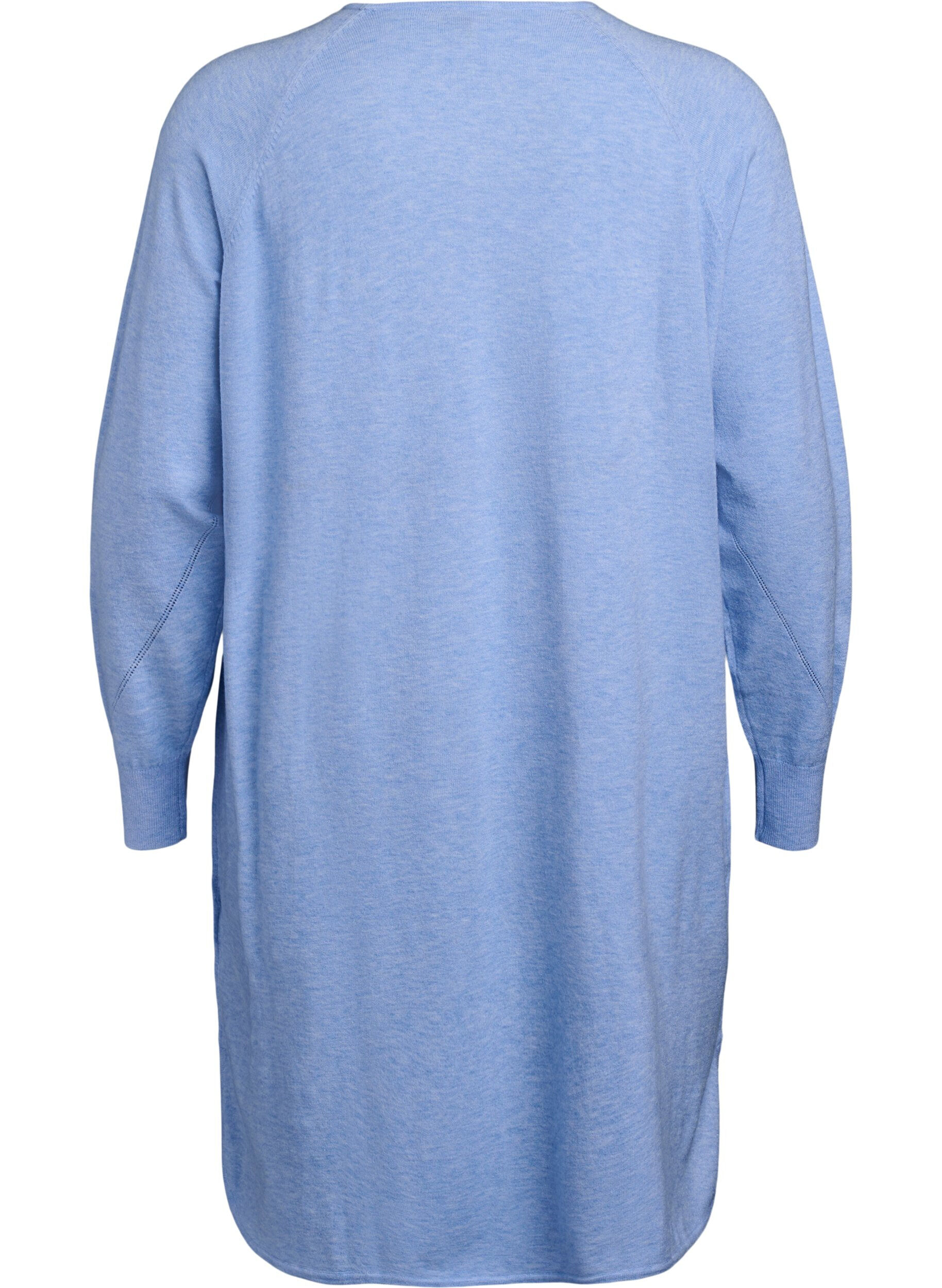 Zizzi Stickad kl&auml;nning med rund halsringning och stickat m&ouml;nster, Della R. Blue Mel., Packshot image number 1