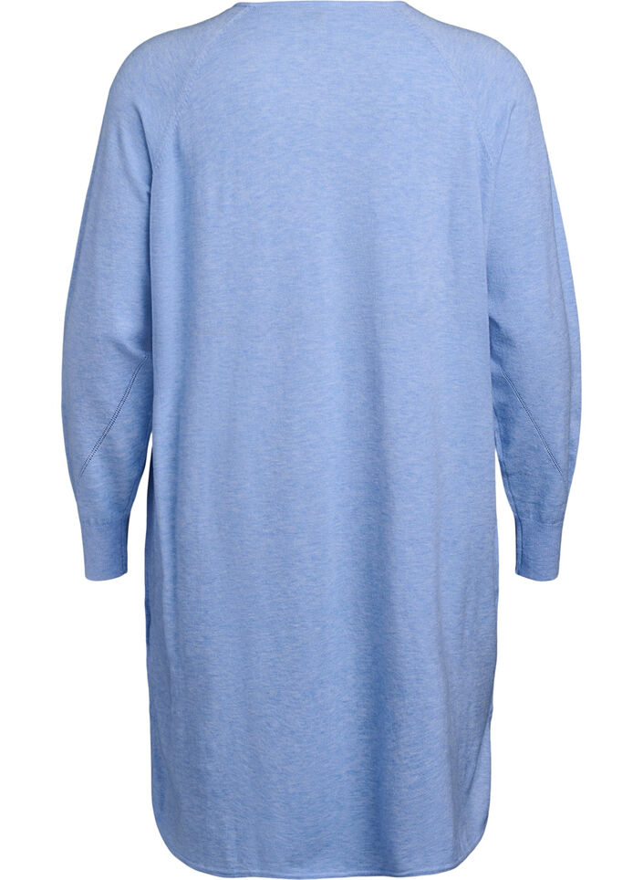 Stickad klänning med rund halsringning och stickat mönster, Della R. Blue Mel., Packshot image number 1