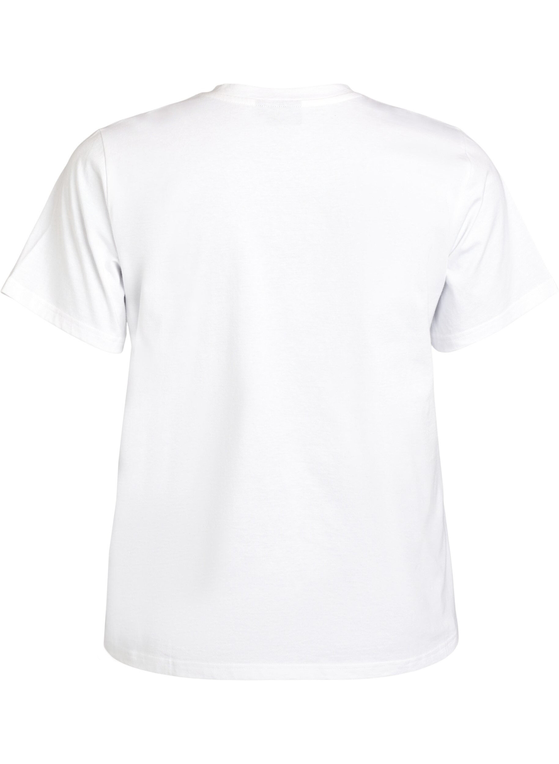 Zizzi T-shirt med paljettblommor, Vit, Packshot image number 1