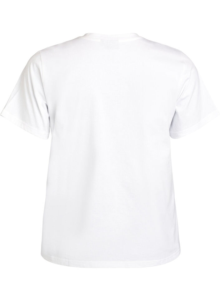 T-shirt med paljettblommor, Vit, Packshot image number 1