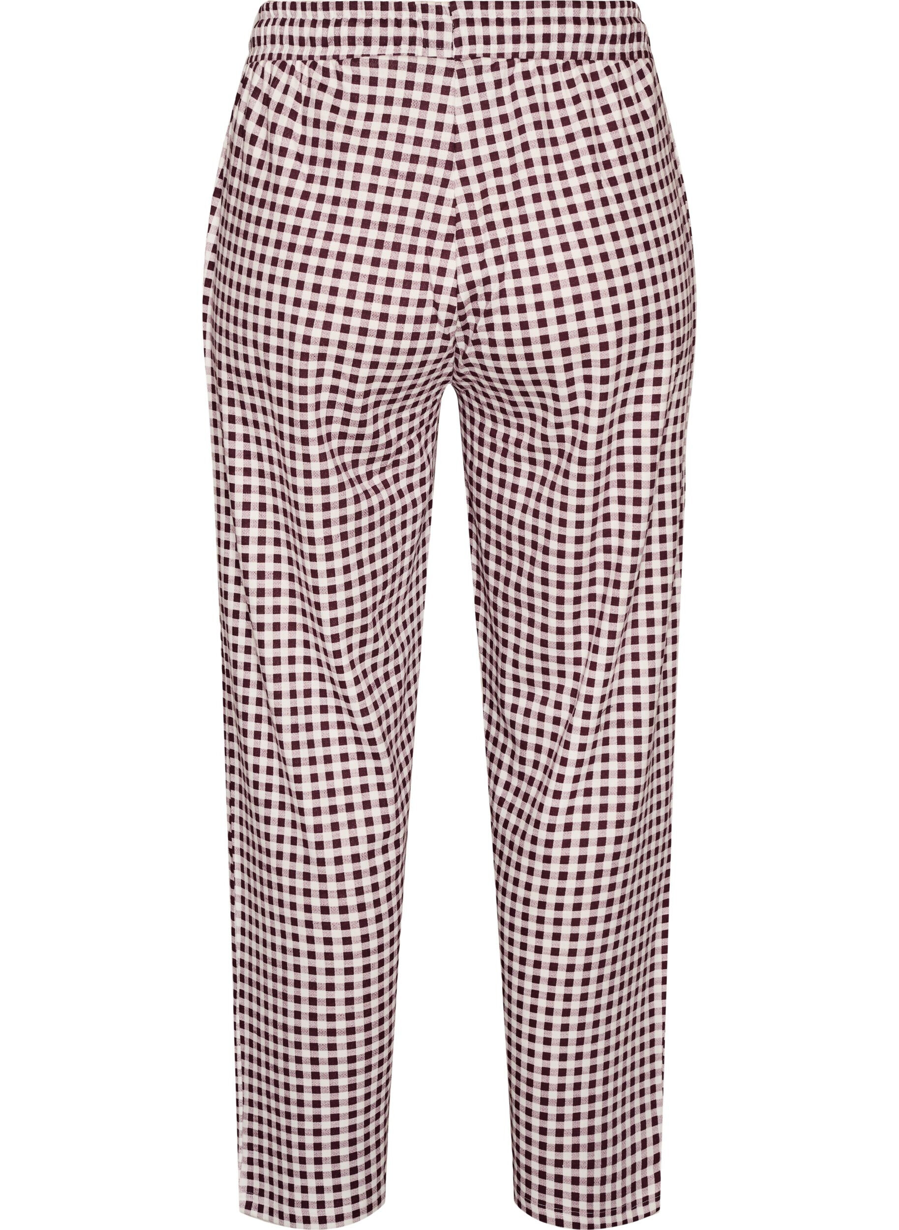 ZizziPyjamasbyxor i bomull med h&ouml;g midja, R&ouml;d, Packshot image number 1