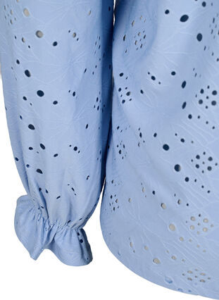 Långärmad blus med hålmönster, Serenity, Packshot image number 3