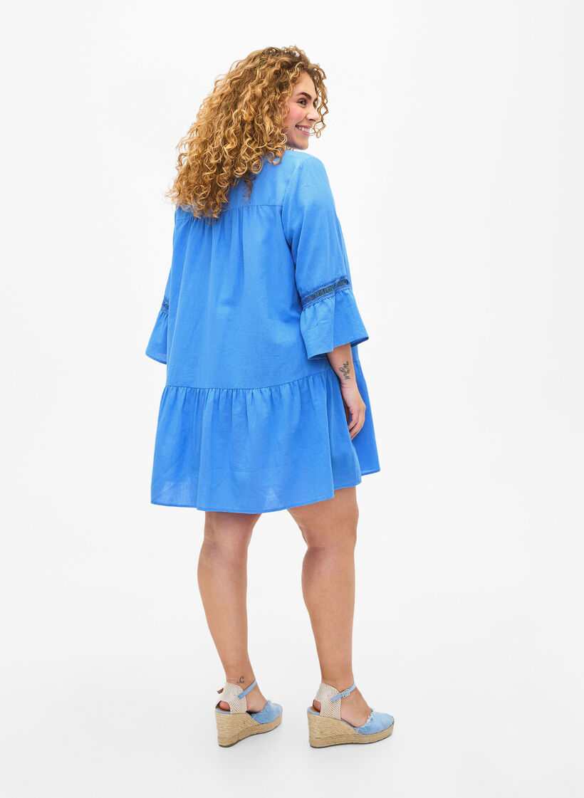 Tunika i ekologisk bomull med feminina detaljer, Marina, Model image number 1