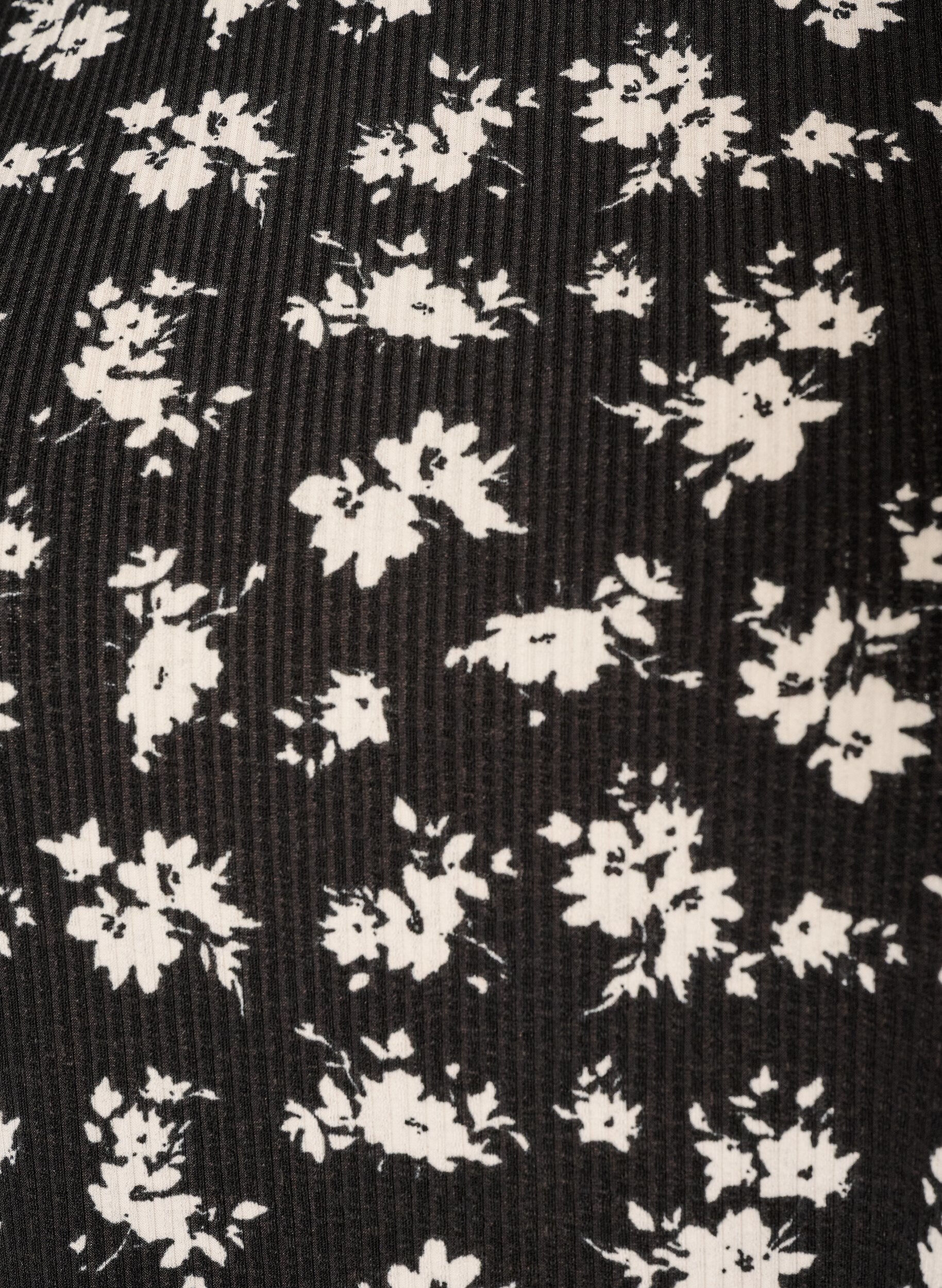 ZizziBlus med l&aring;nga &auml;rmar och blommigt tryck, Svart, Packshot image number 2