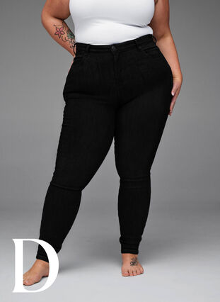 Mycket åtsittande jeans med hög midja, Black, Model image number 8