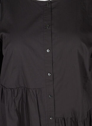 Skjortklänning i bomull med puffärmar, Black, Packshot image number 2