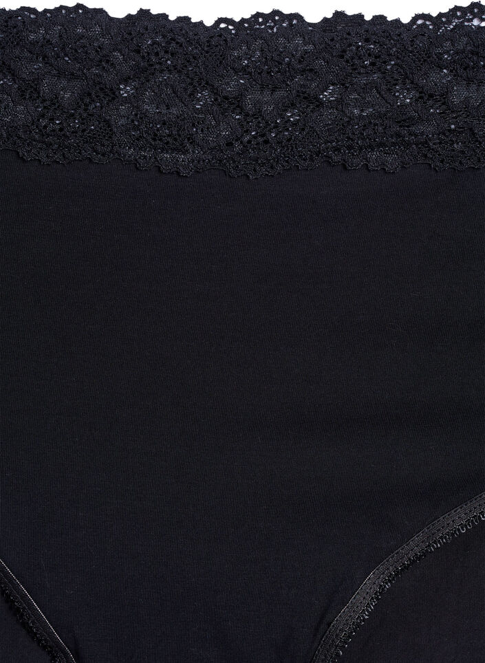 2-pack bomullstrosor med spets, Svart, Packshot image number 2