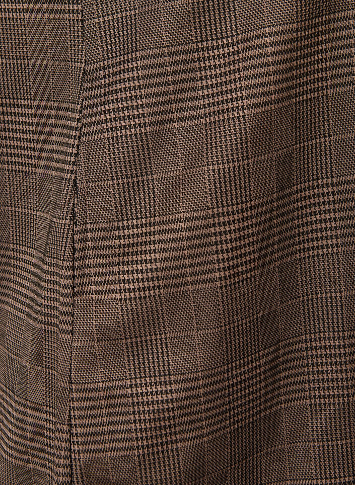 Kort rutig kl&auml;nning med skjortkrage, Brun, Packshot image number 3