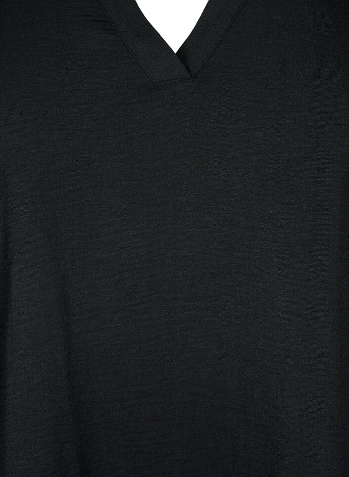 Blus med 3/4-&auml;rm, Svart, Packshot image number 2