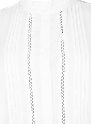 Skjortblus i viskos med volangkrage, Bright White, Packshot image number 2