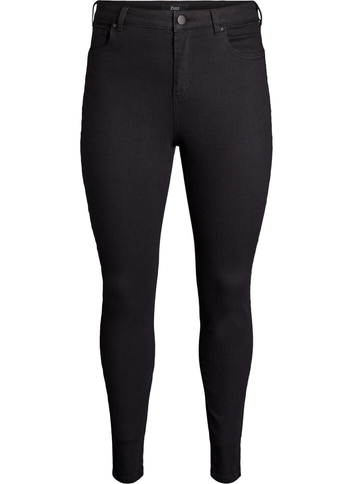 Amy jeans med h&ouml;g midja och supersmal passform, Svart, Packshot image number 0