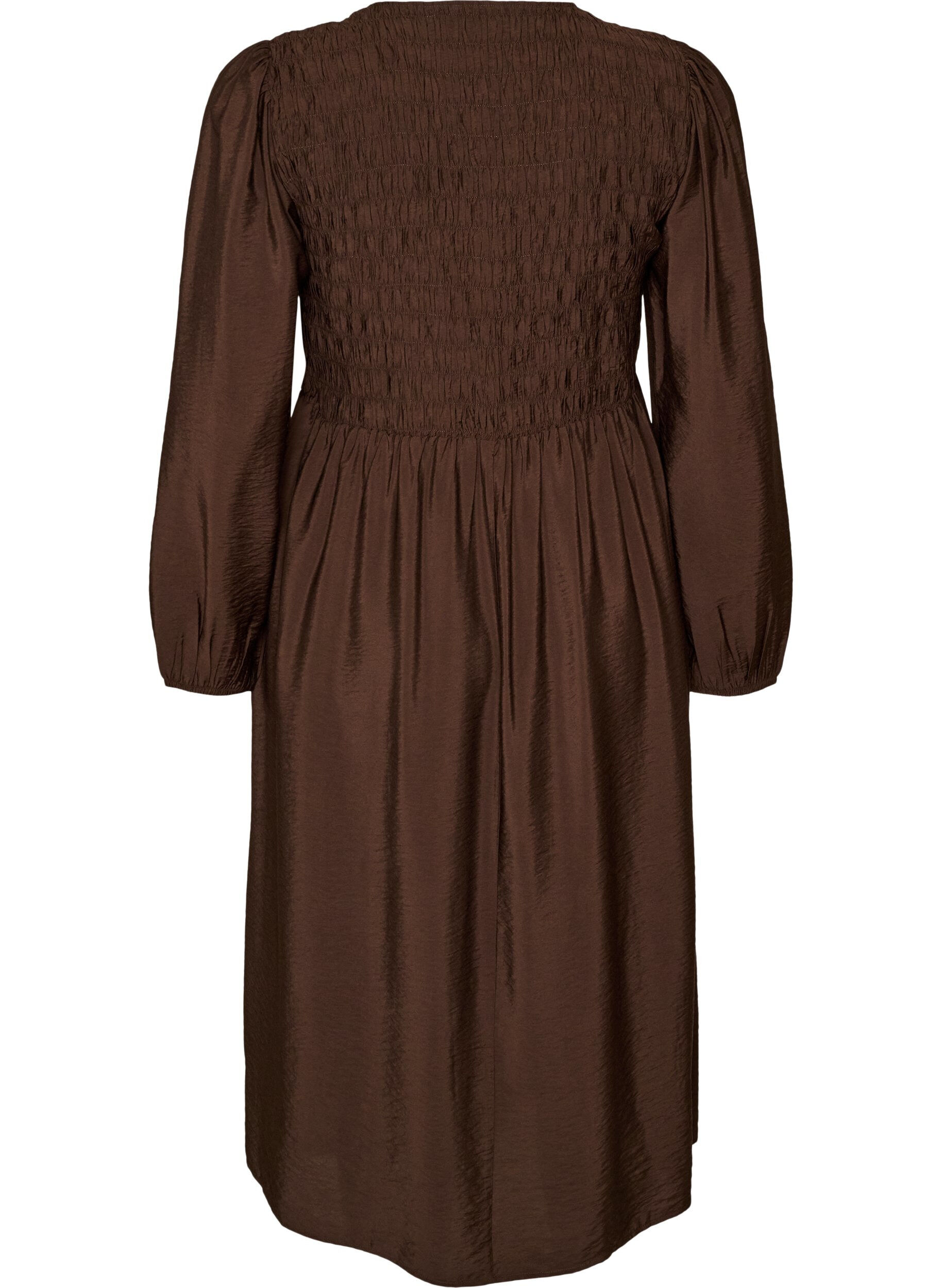 ZizziMidikl&auml;nning i viskos med smock, Brun, Packshot image number 1
