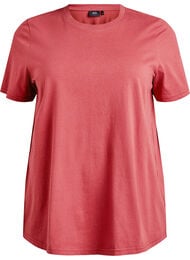 Enkel t-shirt i bomull med rund halsringning, R&ouml;d