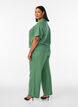 Byxor i bomullsmuslin med h&ouml;g midja och l&ouml;sa ben, Gr&ouml;n, Model image number 1