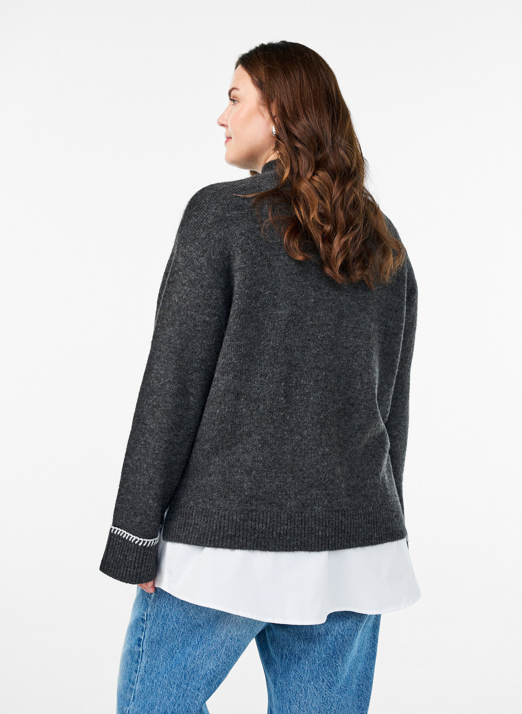 Zizzi Skjortf&ouml;rl&auml;ngare i 100% bomull, Vit, Model image number 2